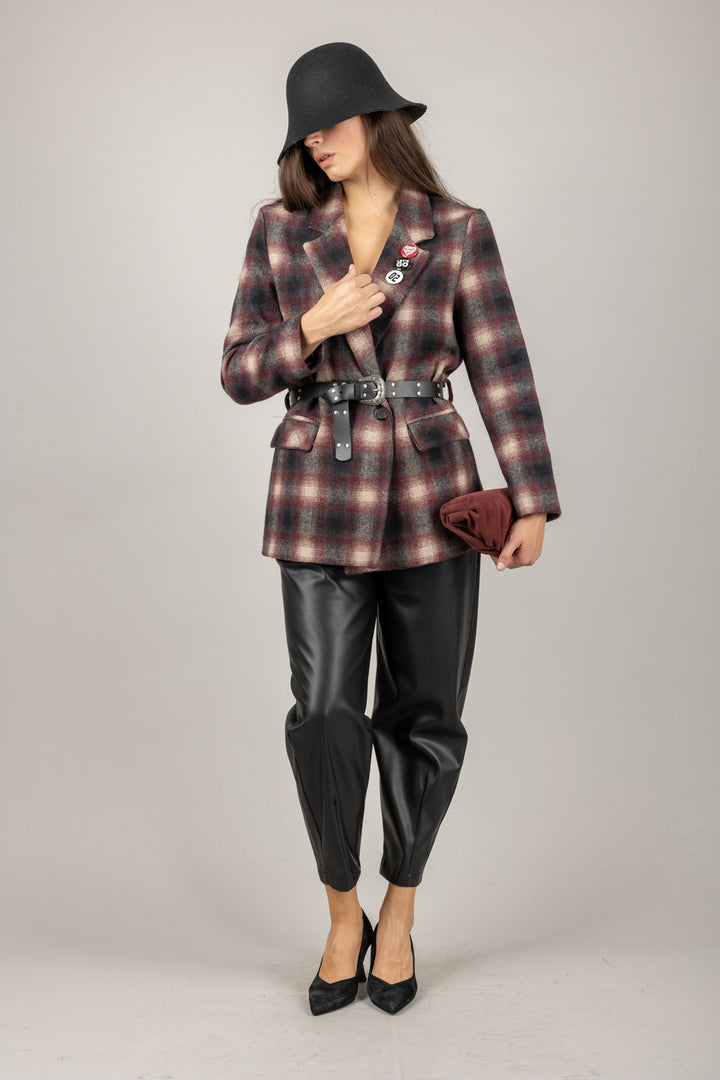 DIXIE - JDM2YMRCP - GIACCA DOPPIO PETTO QUADRI CON CINTA