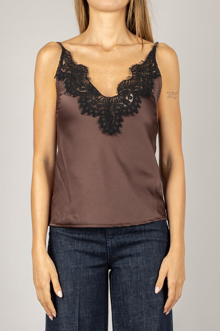 TENSIONE IN - 37634 - TOP SATIN CON PIZZO
