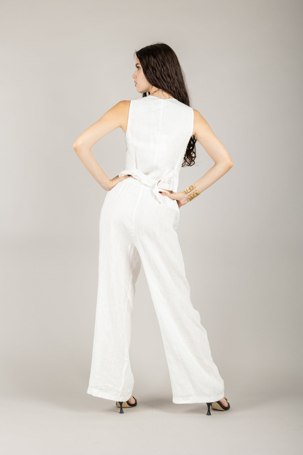 TENSIONE IN - S25PI61 - PANTALONE IN LINO A PALAZZO