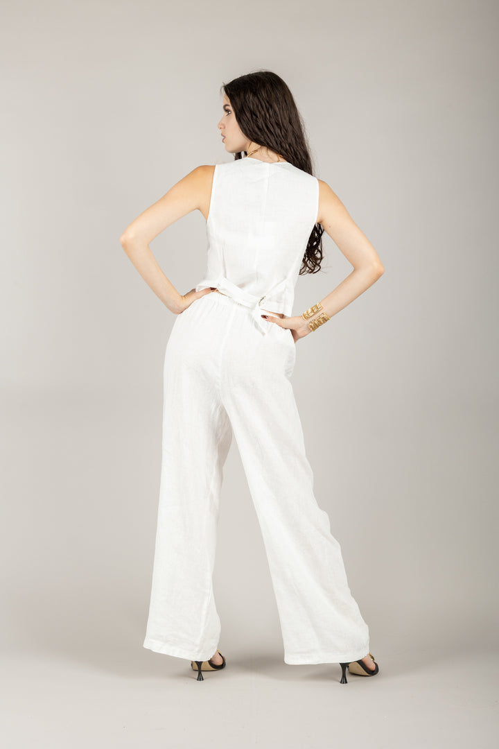 TENSIONE IN - S25PI61 - PANTALONE IN LINO A PALAZZO
