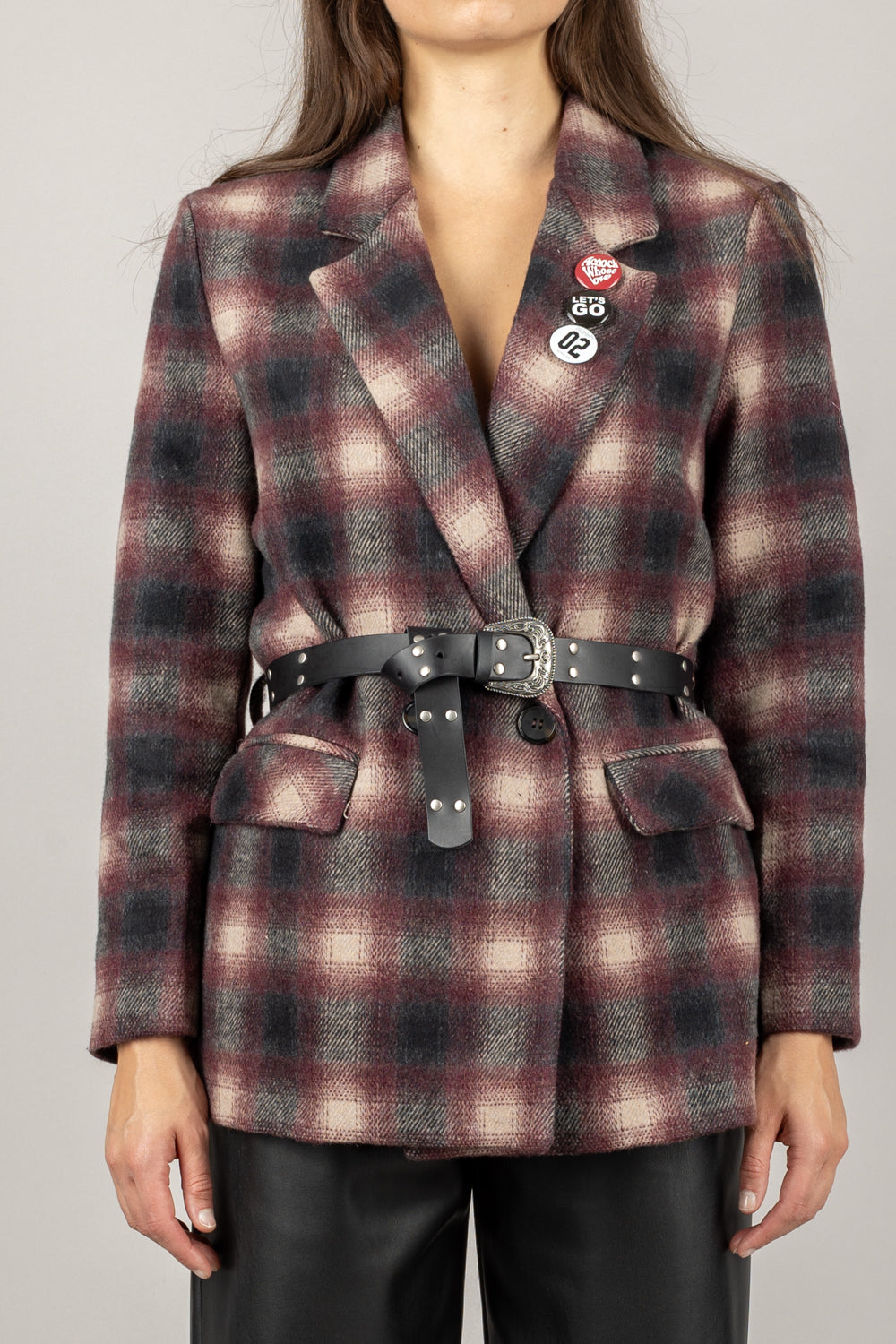 DIXIE - JDM2YMRCP - GIACCA DOPPIO PETTO QUADRI CON CINTA