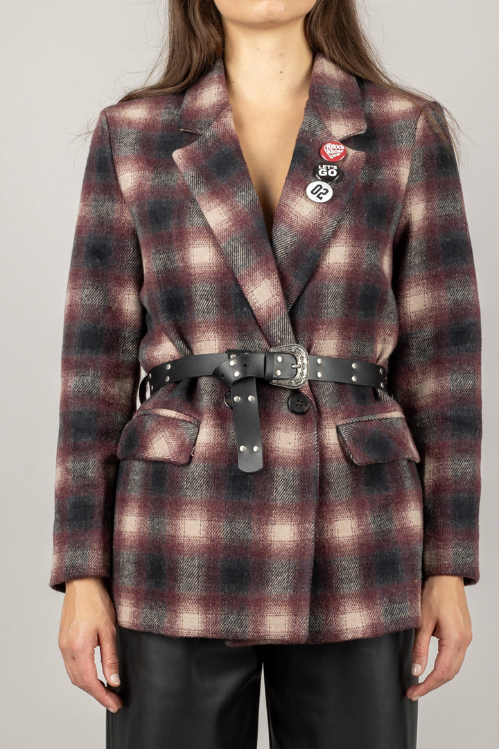 DIXIE - JDM2YMRCP - GIACCA DOPPIO PETTO QUADRI CON CINTA