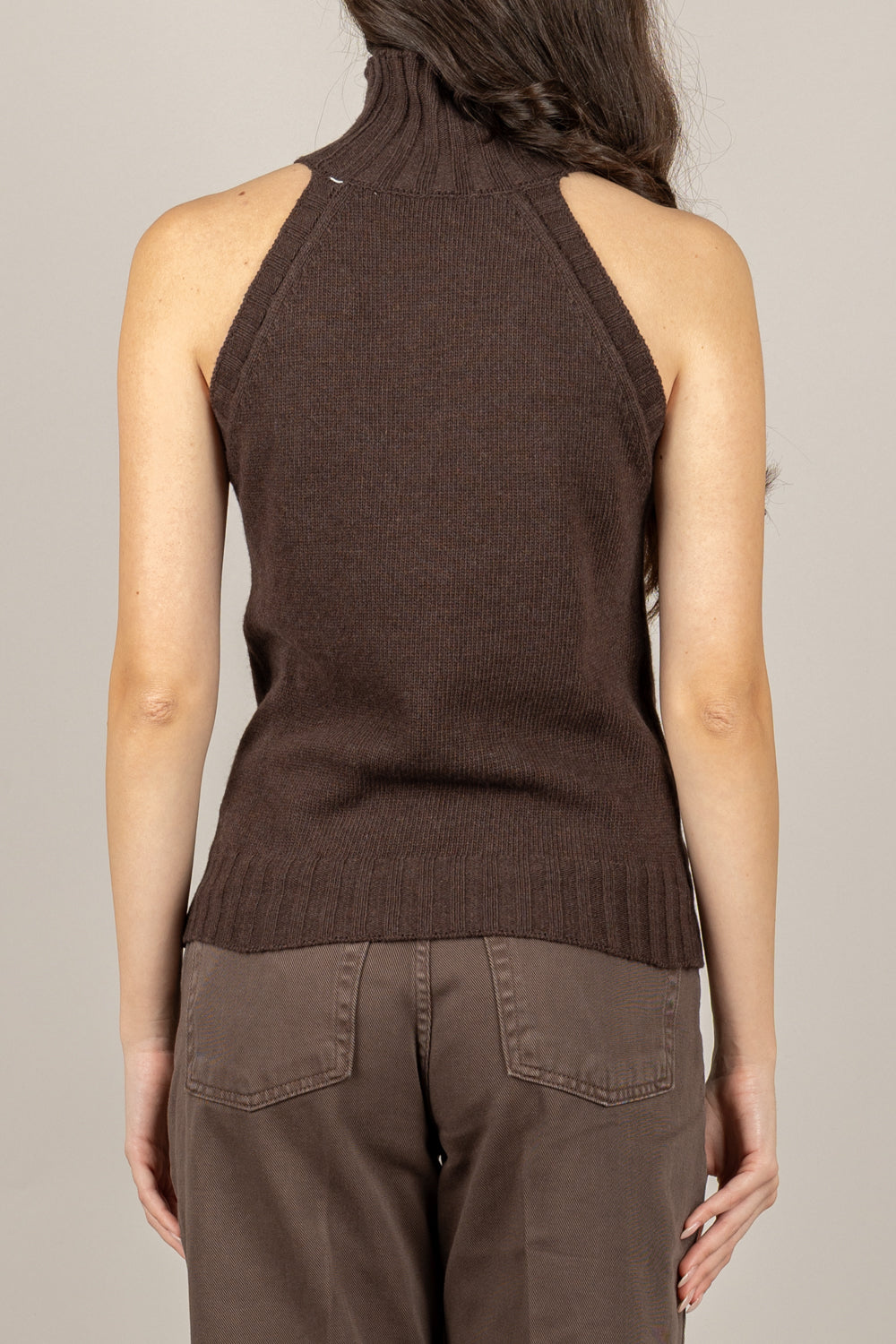 VICOLO - 77103F - CANOTTA COLLO ALTO A COSTINE