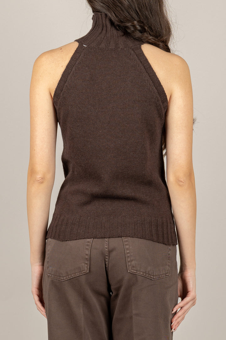 VICOLO - 77103F - CANOTTA COLLO ALTO A COSTINE