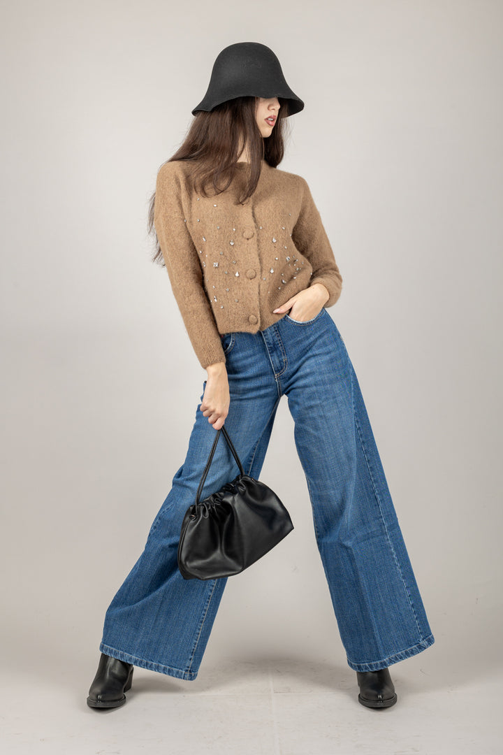 VICOLO - 55050F - CARDIGAN MOHAIR CON APPLICAZIONI