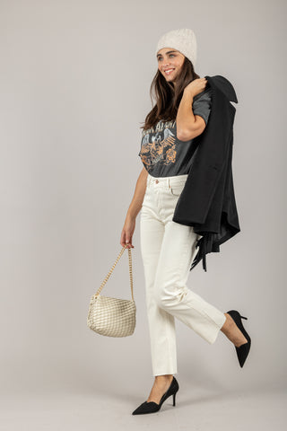 TENSIONE IN - CJ12704 - JEANS CROP TAGLIO VIVO