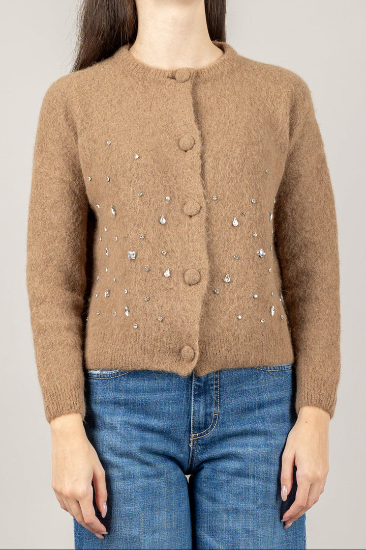 VICOLO - 55050F - CARDIGAN MOHAIR CON APPLICAZIONI