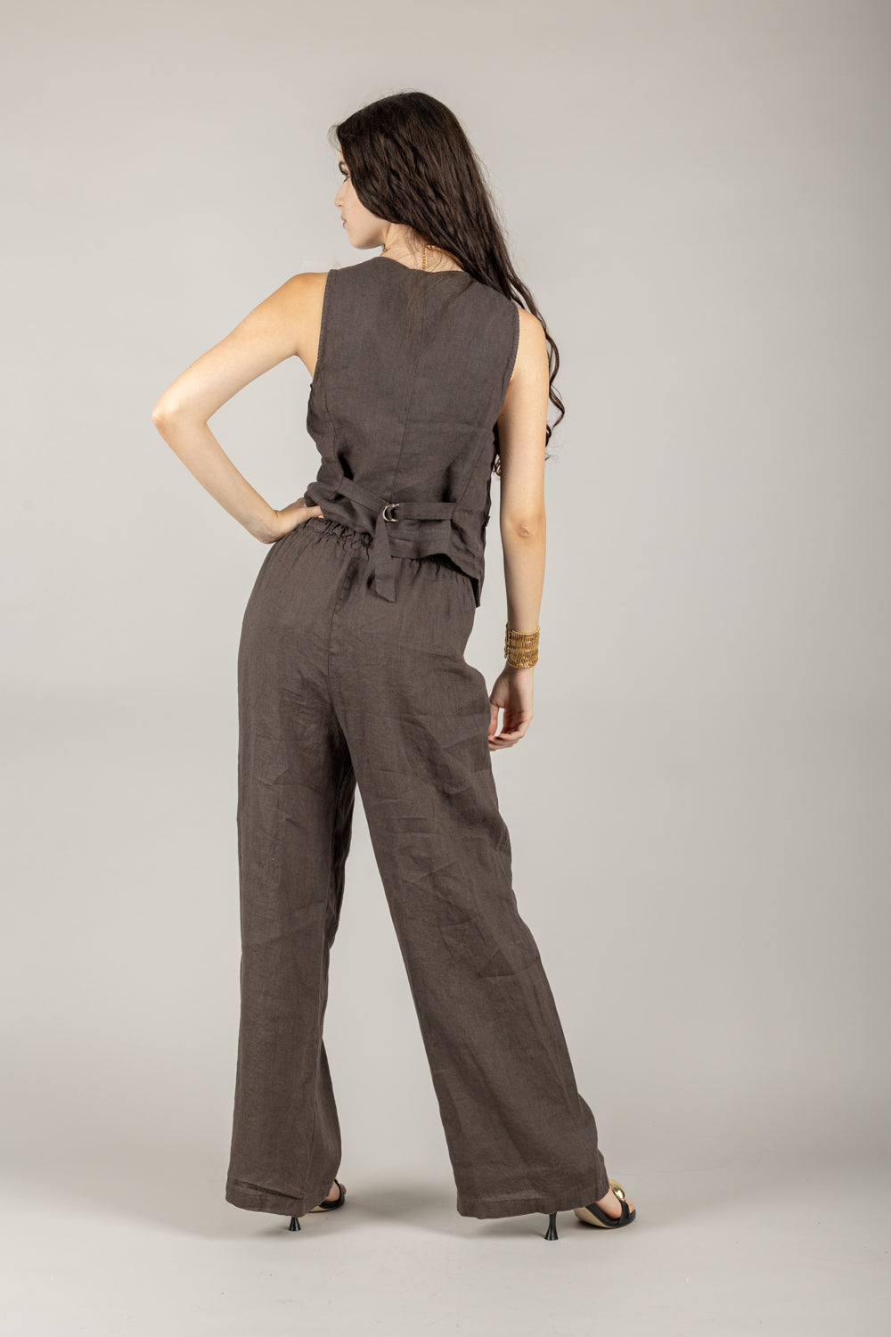 TENSIONE IN - S25PI61 - PANTALONE IN LINO A PALAZZO