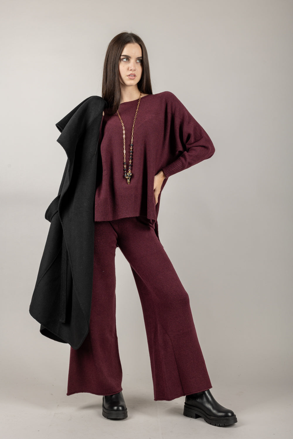 KONTATTO - FA100N - PANTALONE IN MAGLIA CON COULISSE