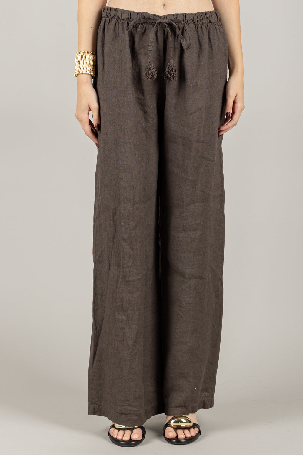 TENSIONE IN - S25PI61 - PANTALONE IN LINO A PALAZZO