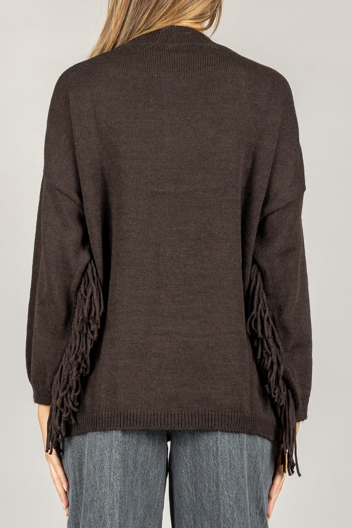 VICOLO - 77226F - MAGLIA OVER CON FRANGE