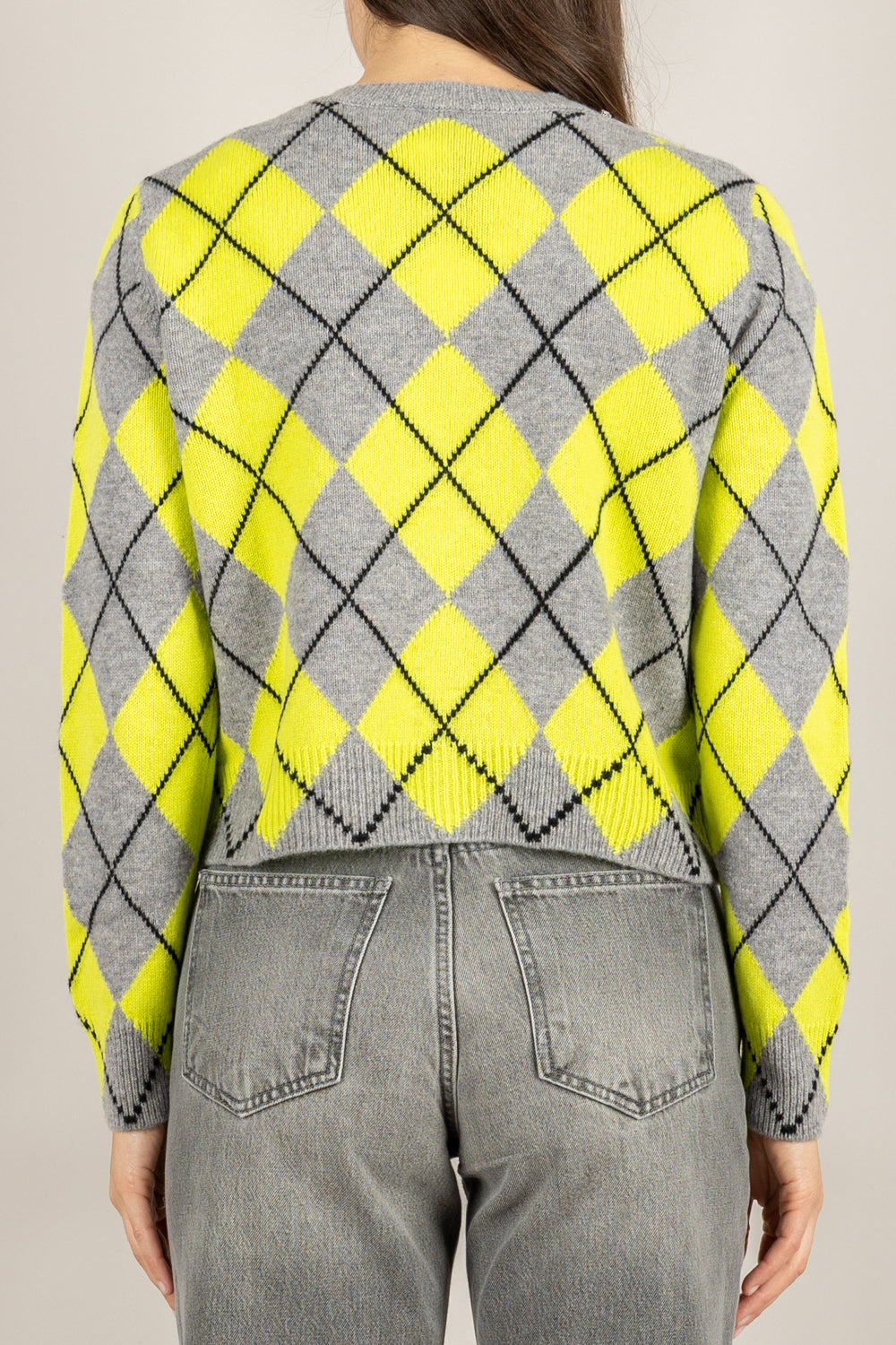 VICOLO - 77058F - CARDIGAN ROMBI CON DETTAGLIO GIOIELLO