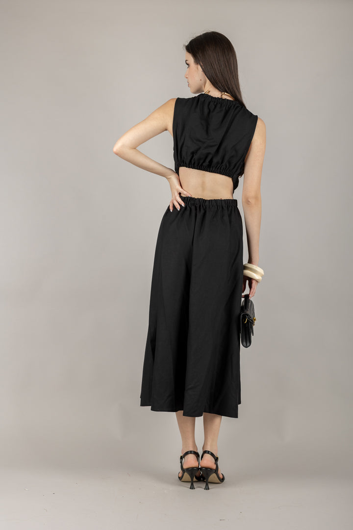 VICOLO - TD2312 - ABITO ELASTICATO CON SCOLLO PROFONDO SCHIENA