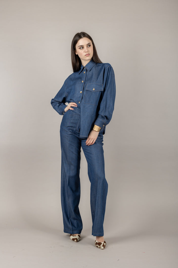IMPERIAL - P9990023T - PANTALONE DENIM A PALAZZO
