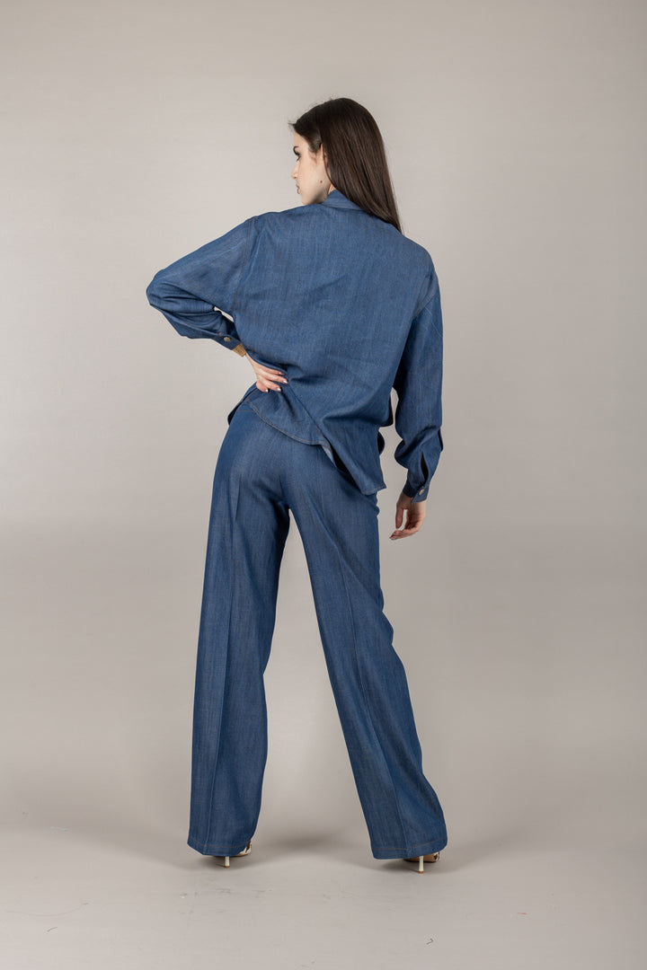 IMPERIAL - P9990023T - PANTALONE DENIM A PALAZZO