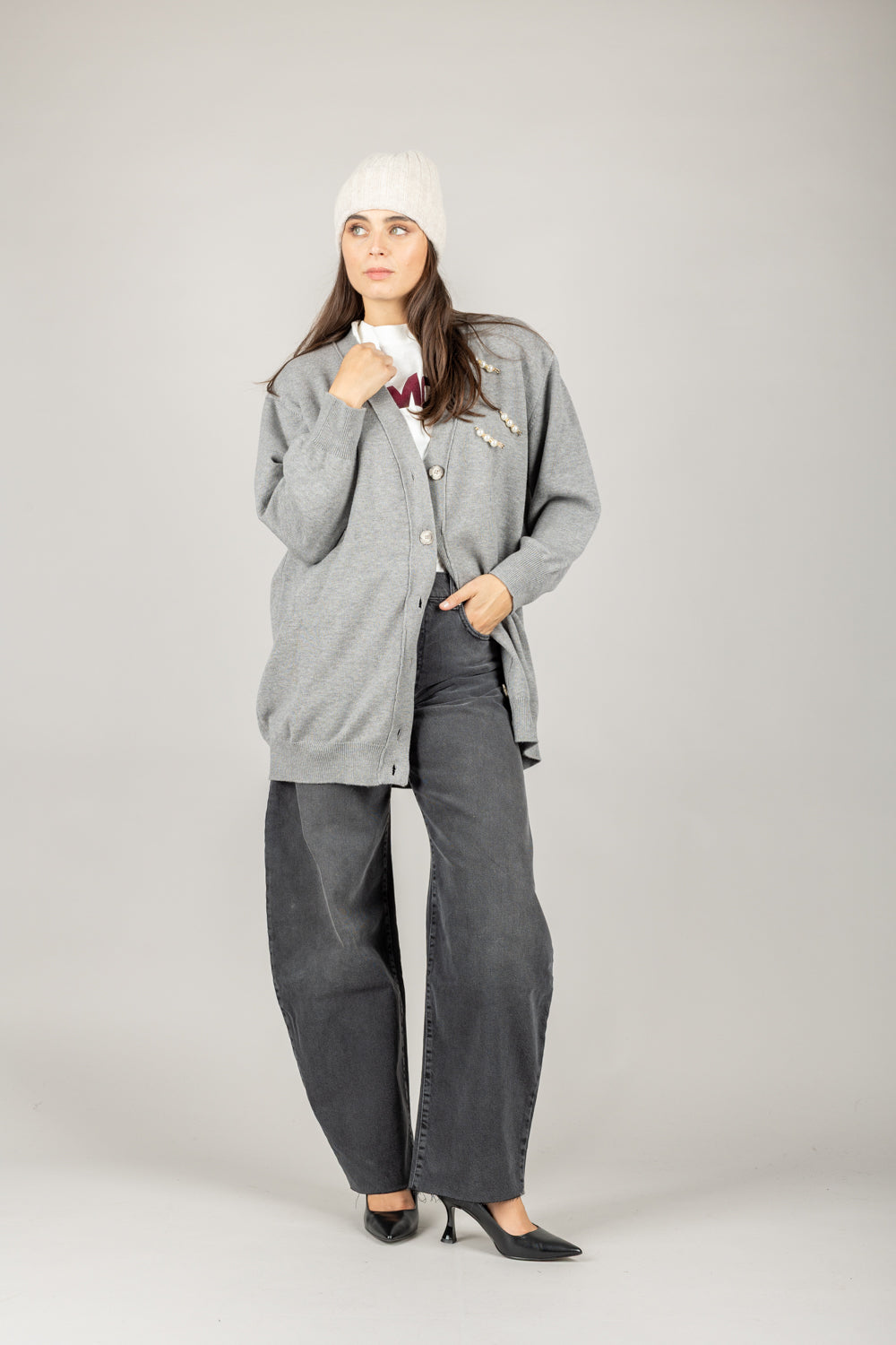 VICOLO - 77008F - CARDIGAN OVER CON SPILLA