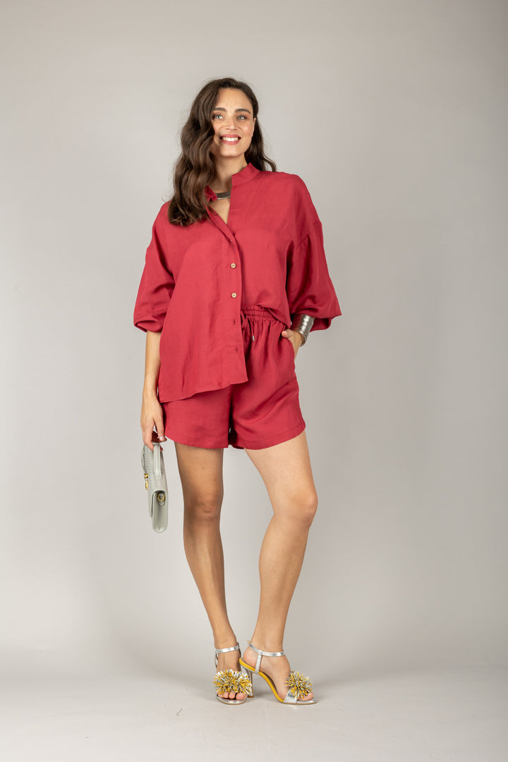 TENSIONE IN - 25C7864 - COMPLETO CAMICIA E SHORTS MISTO LINO
