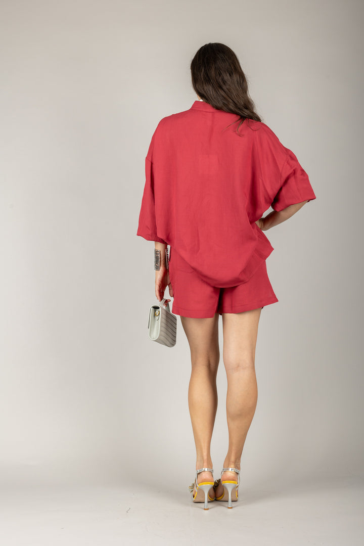TENSIONE IN - 25C7864 - COMPLETO CAMICIA E SHORTS MISTO LINO