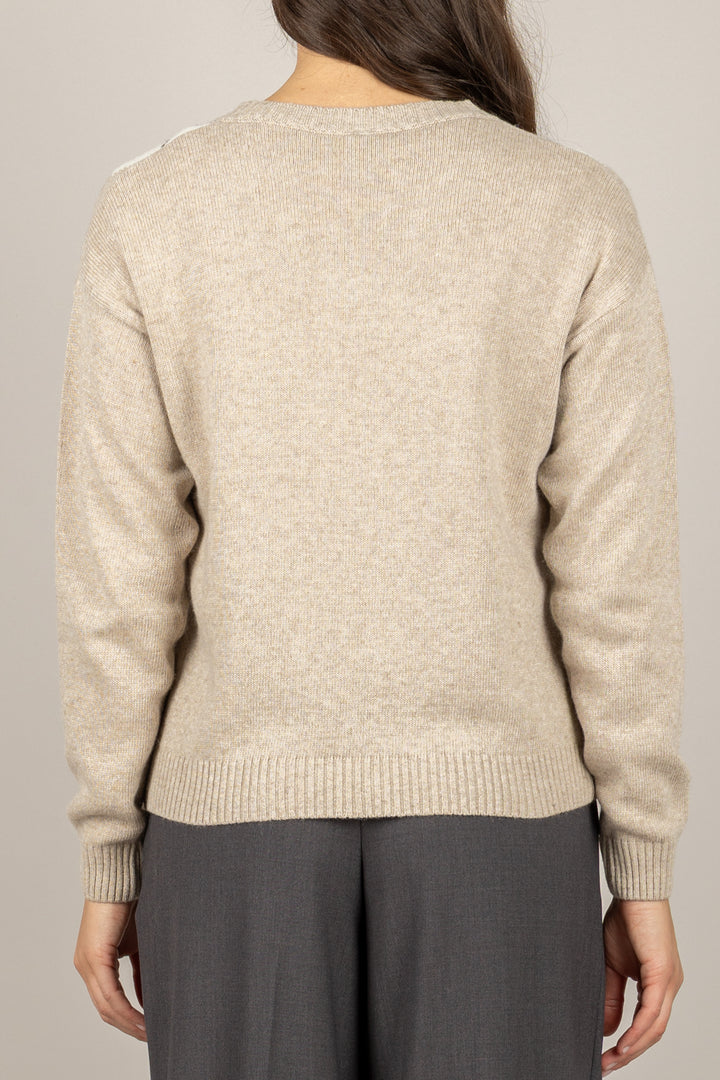 TENSIONE IN - D82036 - MAGLIA A ROMBI SCOLLO A V