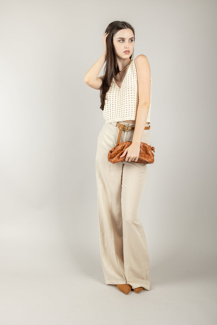 VICOLO - 77148D -  TOP CROCHET SCOLLO A V