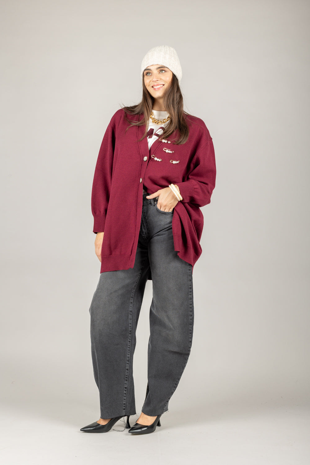 VICOLO - 77008F - CARDIGAN OVER CON SPILLA