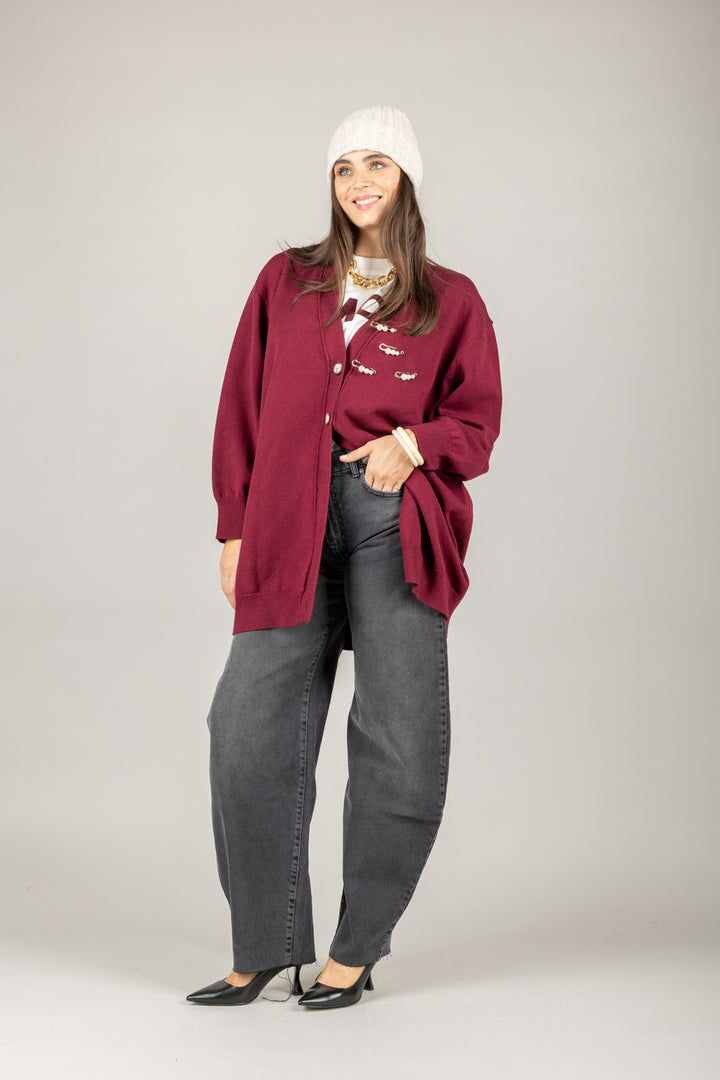 VICOLO - 77008F - CARDIGAN OVER CON SPILLA