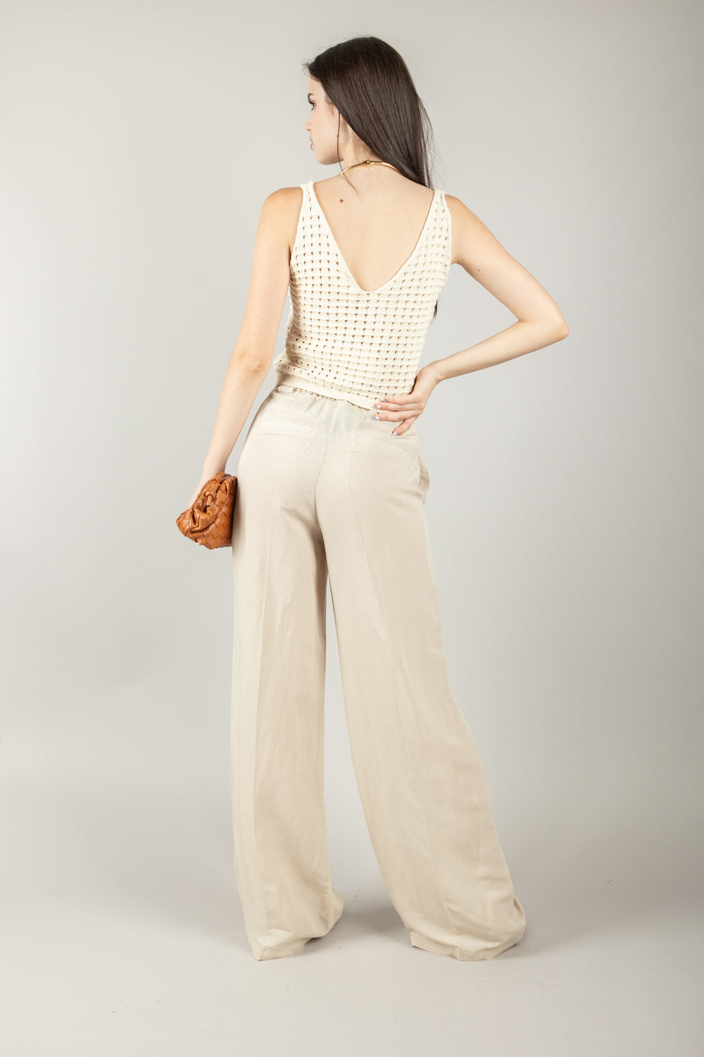 VICOLO - 77148D -  TOP CROCHET SCOLLO A V