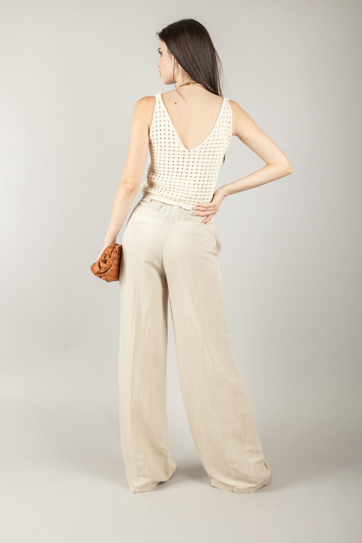 VICOLO - 77148D -  TOP CROCHET SCOLLO A V