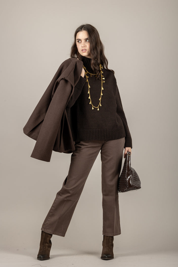 TENSIONE IN - D82044 - MAGLIA A COLLO ALTO MANICHE LUNGHE