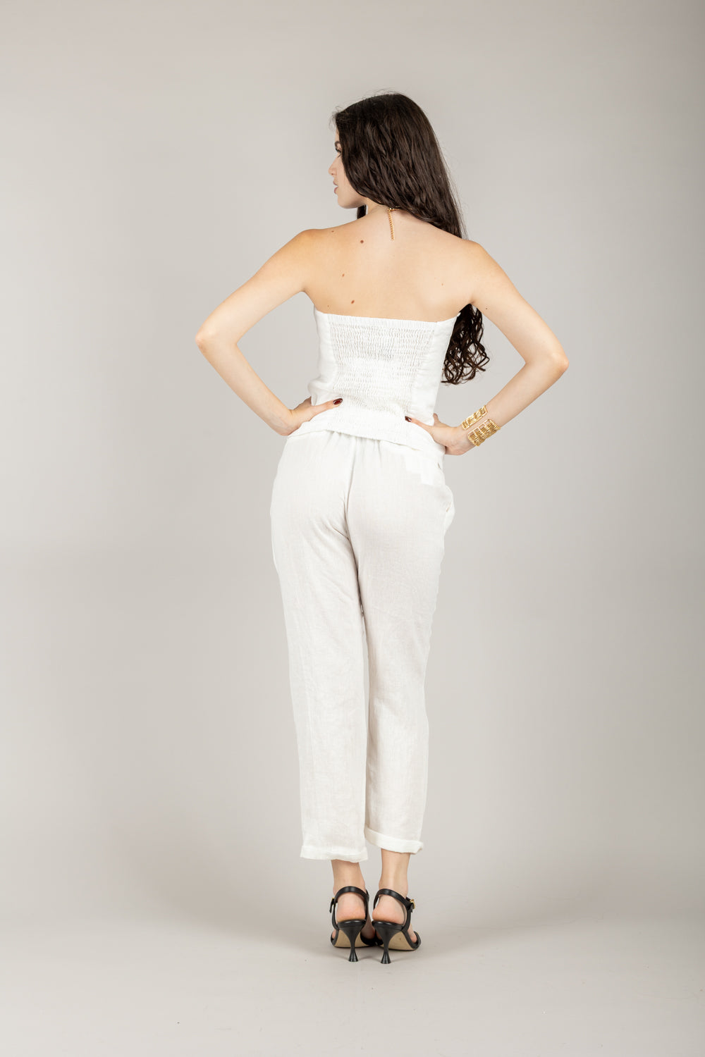 TENSIONE IN - S25PE23 - PANTALONE IN LINO CON COULISSE