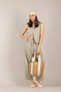 VICOLO - TAB2274 - GILET GESSATO CHIUSURA BOTTONI ALTI MILITARE