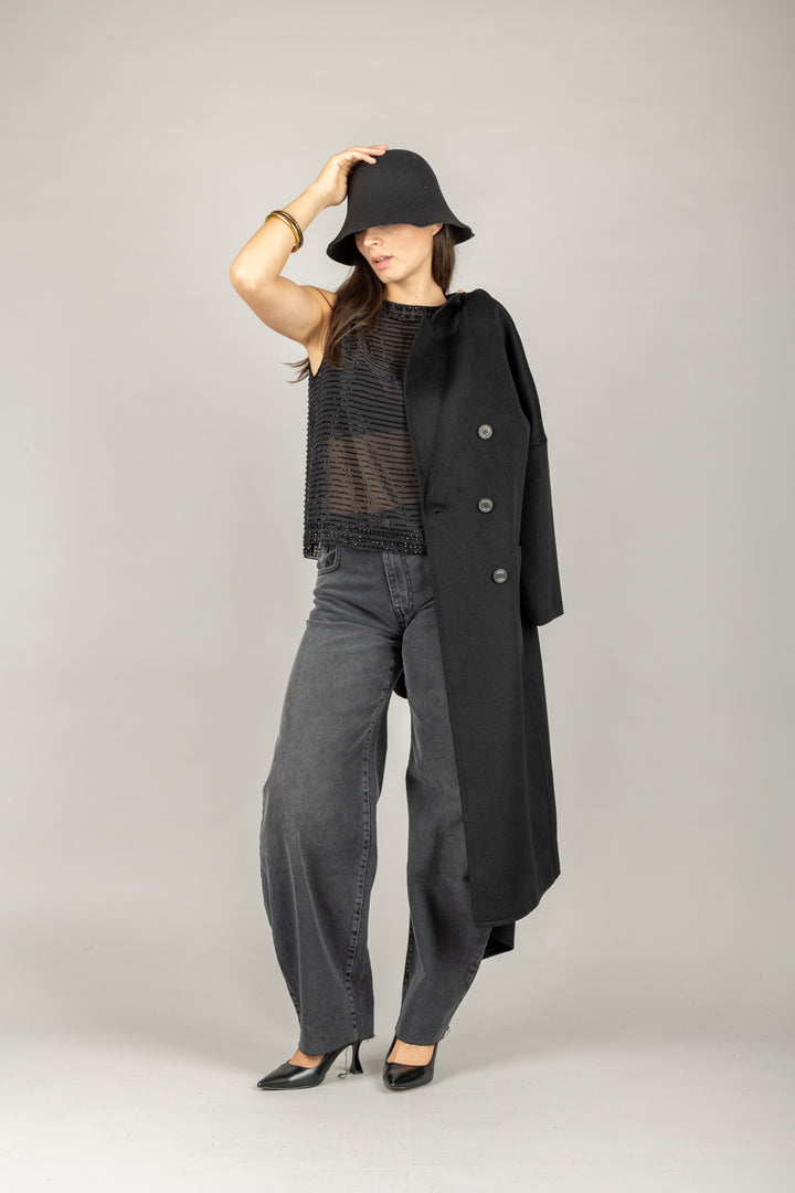 TENSIONE IN - 37546 - GILET GEORGETTE CON PERLE