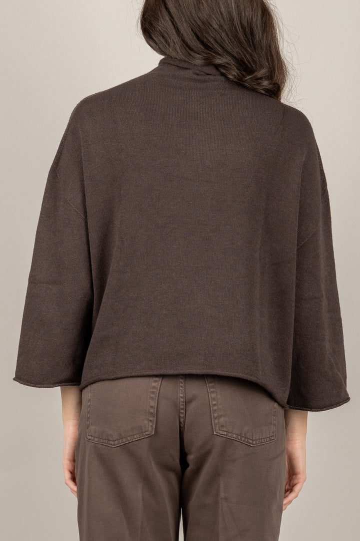 TENSIONE IN - IT1176AI25 - MAGLIA CROP COLLO ALTO CON MANICA 3/4