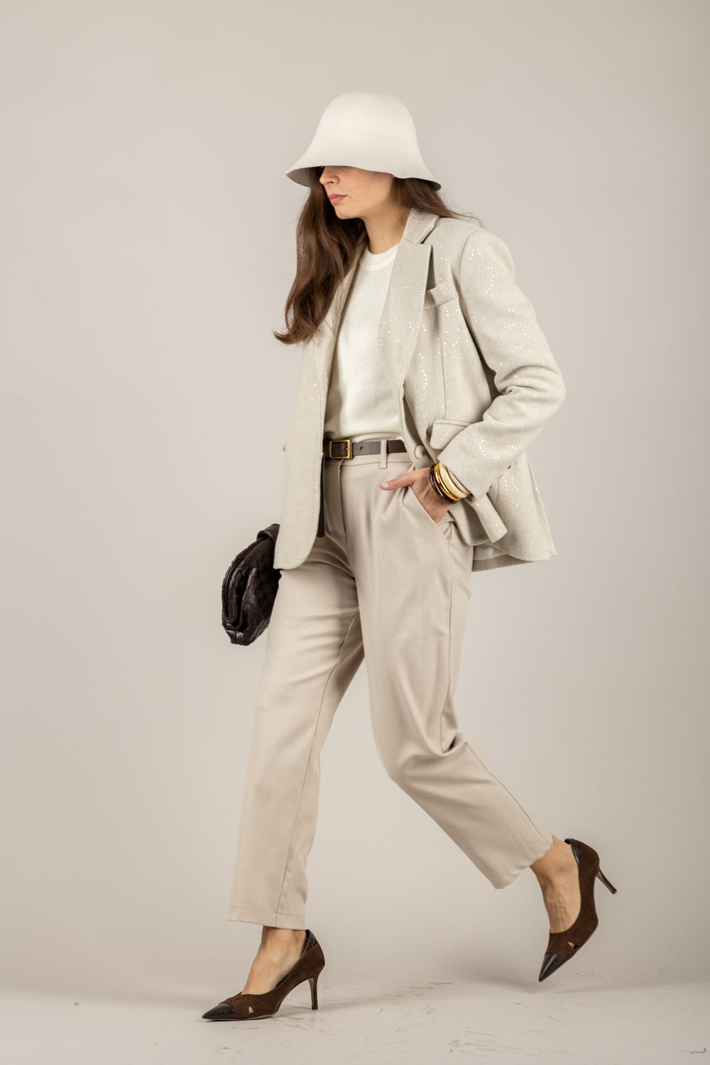 TENSIONE IN - 26B1440 - GIACCA OVER SPIGATA CON PAILLETTES