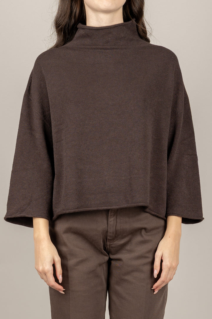 TENSIONE IN - IT1176AI25 - MAGLIA CROP COLLO ALTO CON MANICA 3/4