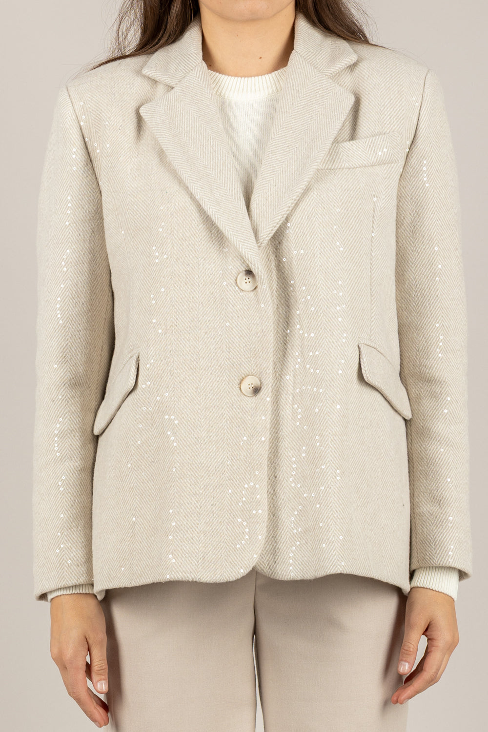 TENSIONE IN - 26B1440 - GIACCA OVER SPIGATA CON PAILLETTES