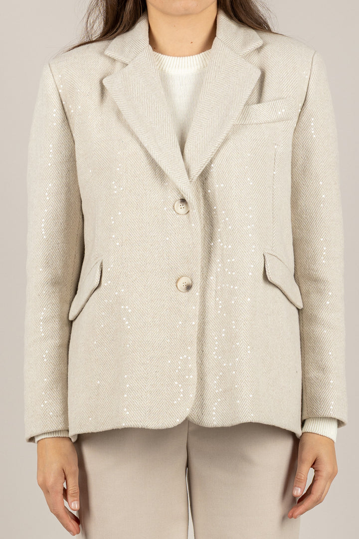 TENSIONE IN - 26B1440 - GIACCA OVER SPIGATA CON PAILLETTES