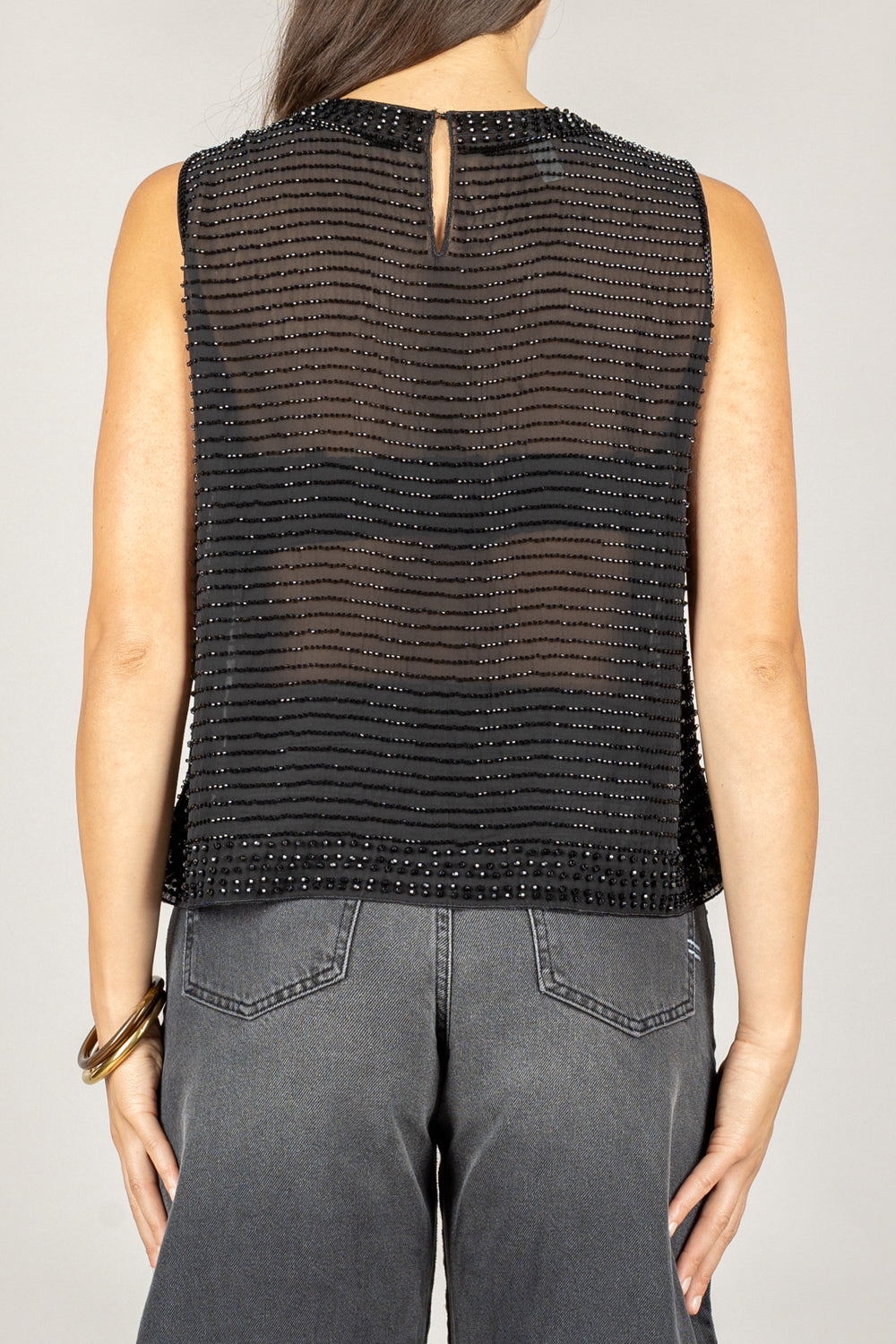 TENSIONE IN - 37546 - GILET GEORGETTE CON PERLE