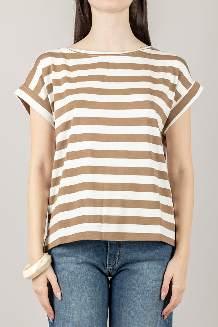 VICOLO - UD0194 - T-SHIRT RIGHE SCOLLO A BARCA