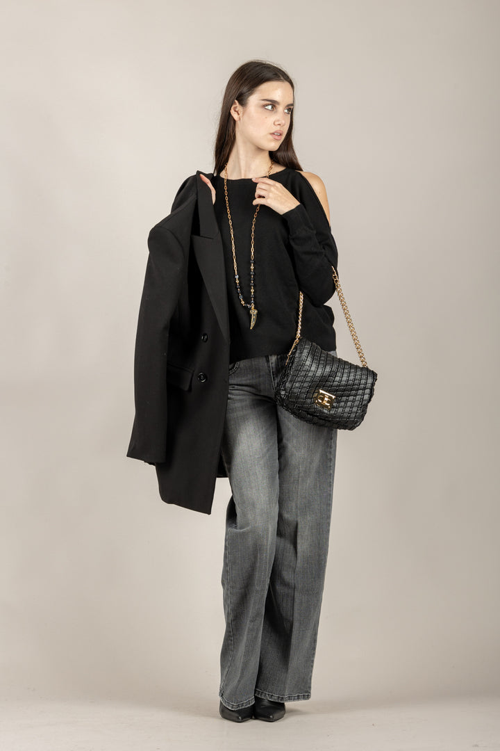 VICOLO - 22213F - MAGLIA CUT-OUT SPALLE