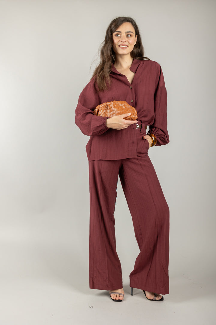 TENSIONE IN - 25P7772 - PANTALONE GOFFRATO CON CINTURA