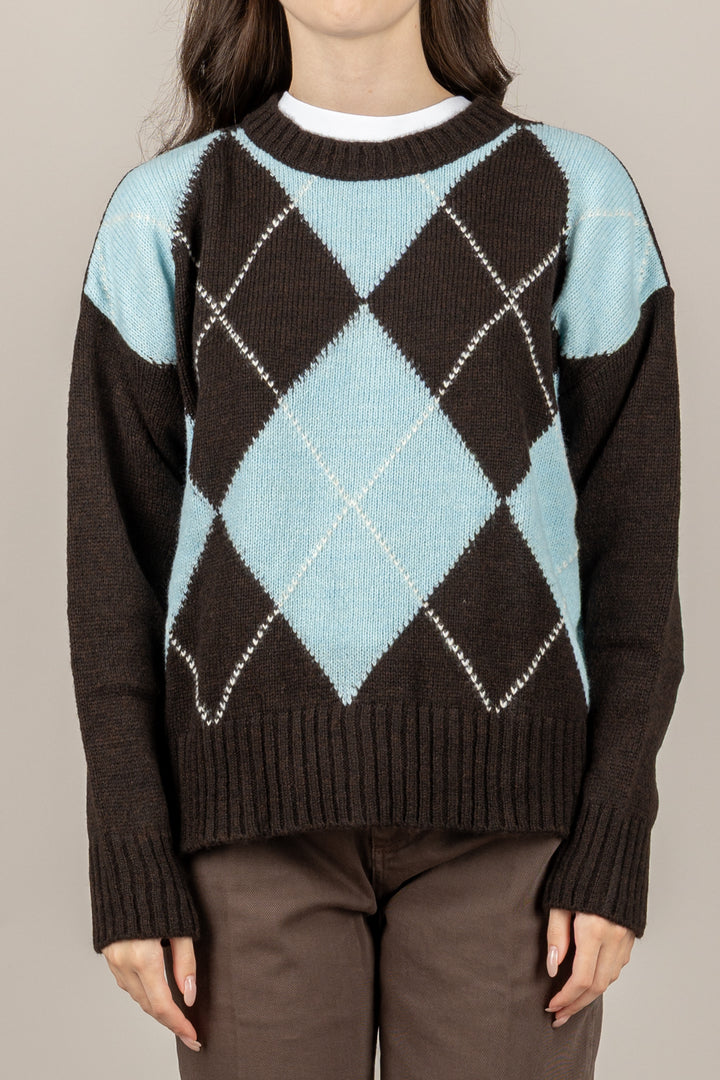 TENSIONE IN - W5HMJ78A359 - MAGLIA A ROMBI BICOLOR GIROCOLLO