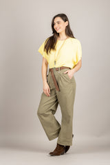 DIXIE - P773A151 - PANTALONE CON PINCES E CINTA MILITARE