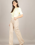 TENSIONE IN - CJ12720 - JEANS A PALAZZO BEIGE