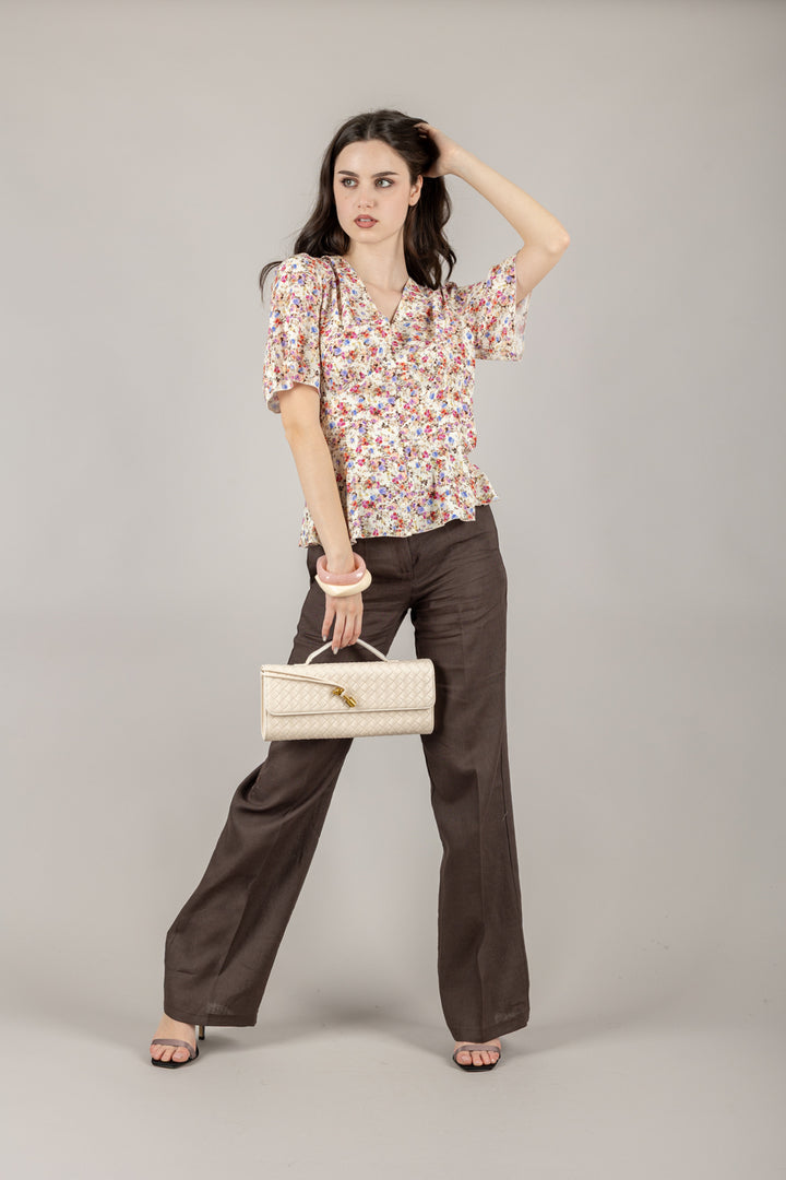 TENSIONE IN - C50276AT - CAMICIA FLOREALE SCOLLO A V