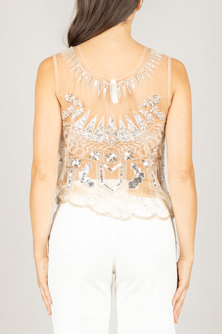 TENSIONE IN - 37515 - TOP RICAMO PAILLETTES