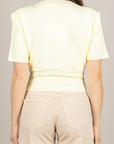 VICOLO - 4AB4007 - MAGLIA CROP GIALLINO CON SPALLINE