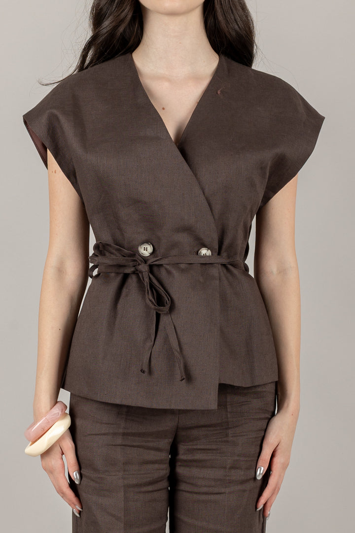VICOLO - TD1753 - GILET DOPPIO SMANICATO CON LACCIO