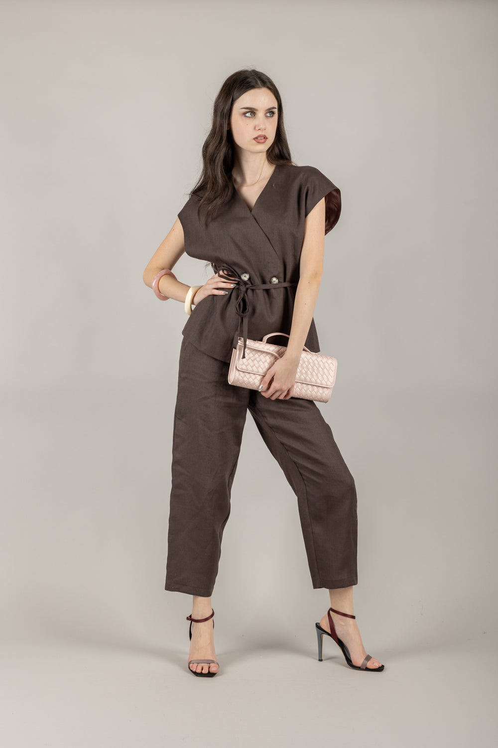VICOLO - TD1876 - PANTALONE SIGARETTA IN LINO