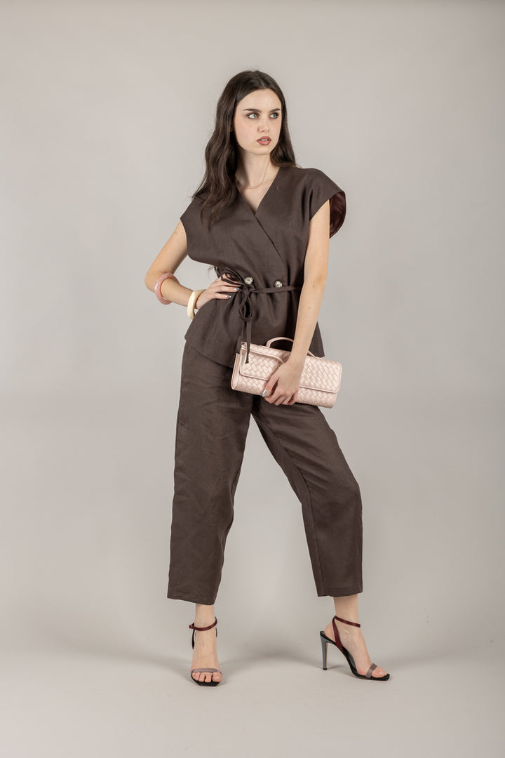 VICOLO - TD1876 - PANTALONE SIGARETTA IN LINO